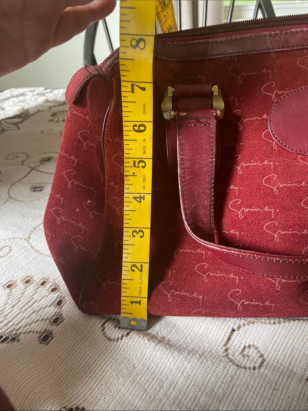 Givenchy Burgundy Suede Calfskin Monogram Vintage Bowling Satchel Bag - Picture 13 of 16